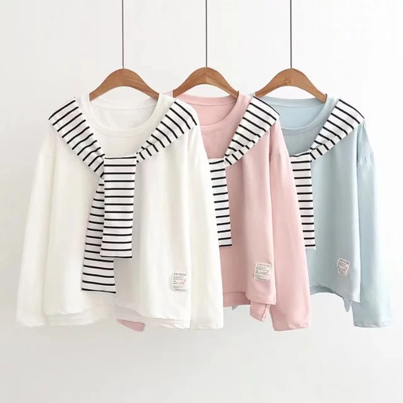 Roy's Fans Fashion Women Autumn Solid Sweatshirt Long Sleeve Scarf Collar Leisure For | Женская одежда