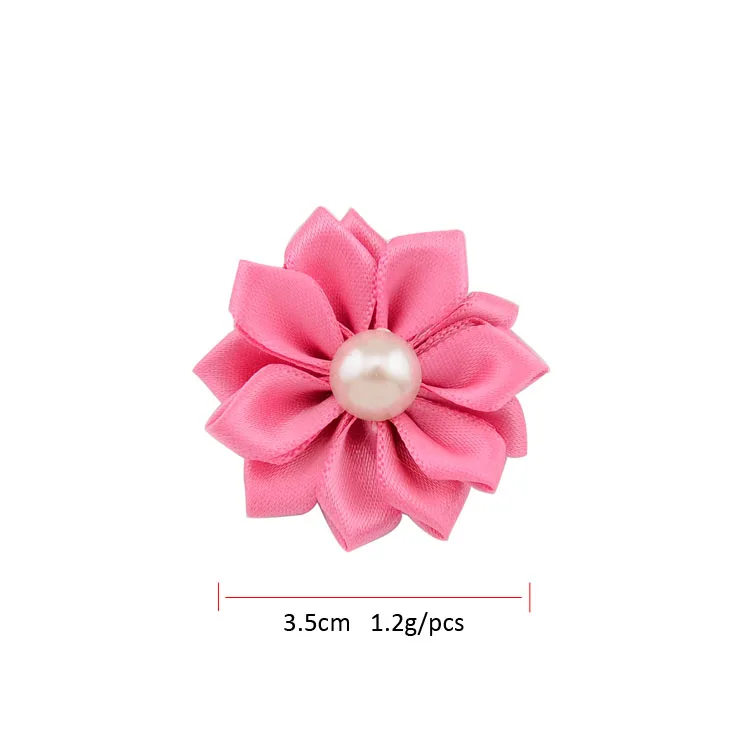 50 шт./лот украшения для волос цветок атласная лента жемчужная аппликация повязка