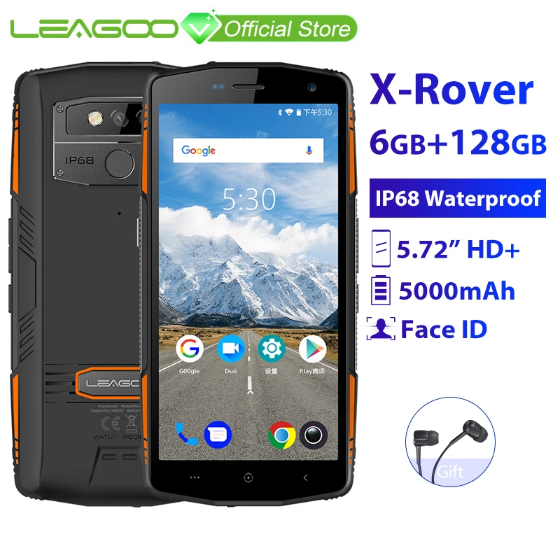 LEAGOO X Rover IP68 водонепроницаемый смартфон 5 72 &quot6 GB 128GB MTK6763 Восьмиядерный NFC Face ID 13 МП