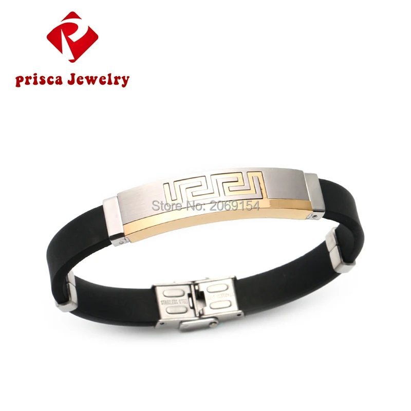 Мужской браслет амулеты модные ювелирные изделия силиконовый Золотая цепочка