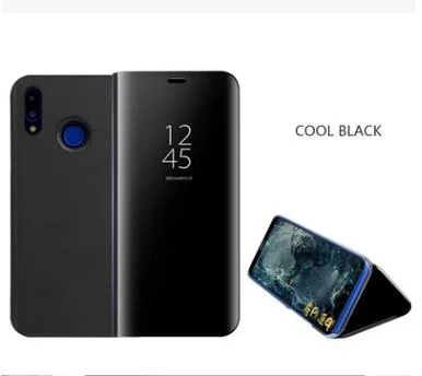 Черный Для huawei P20 p20pro p20lite интеллектуальная зеркальная крышка с гальваническим покрытием вертикальный кронштейн защитная крышка - Цвет: Черный