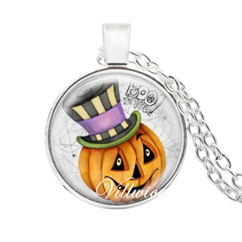 Halloween Jewelry Black Glass Tile Pumpkin Necklace Holiday Gifts Bronze Collares For Women Gift | Украшения и аксессуары