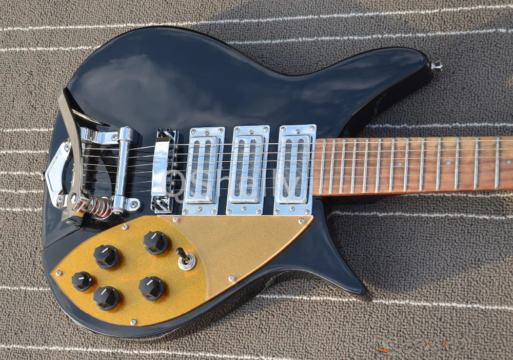 Высшее качество QShelly пользовательский черный RK 325 330 Модель 3 пикапы Gold Pickguard Rick 21