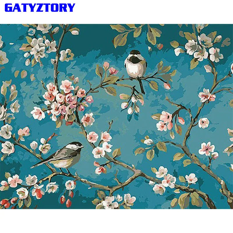 

GATYZTORY Frameless Birds Flower DIY Painting By Numbers Calligraphy Painting Modern Wall Art Picture Home Wall Decor Artwork