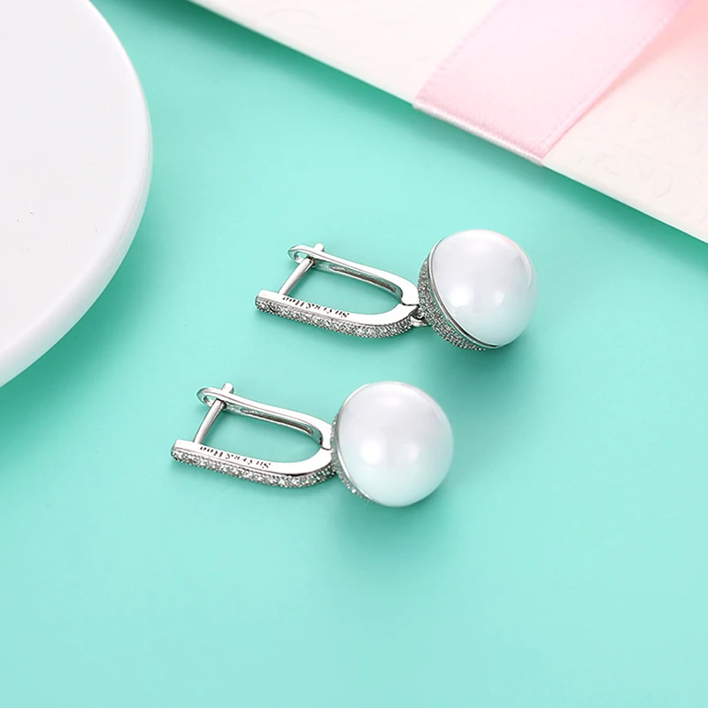 Роскошные сферические керамические серьги-капли из стерлингового серебра 925