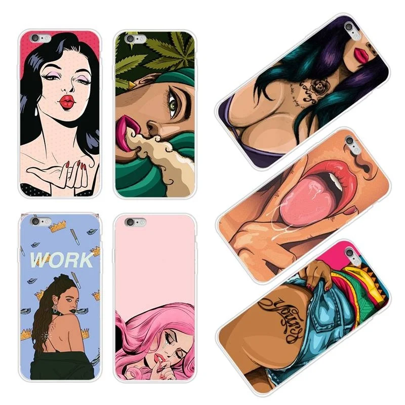 KISSCASE Sexy Girls Case For iPhone 6 6S Plus TPU Pattern 7 8 4 4S 5 5S SE Xs Max Xr S |