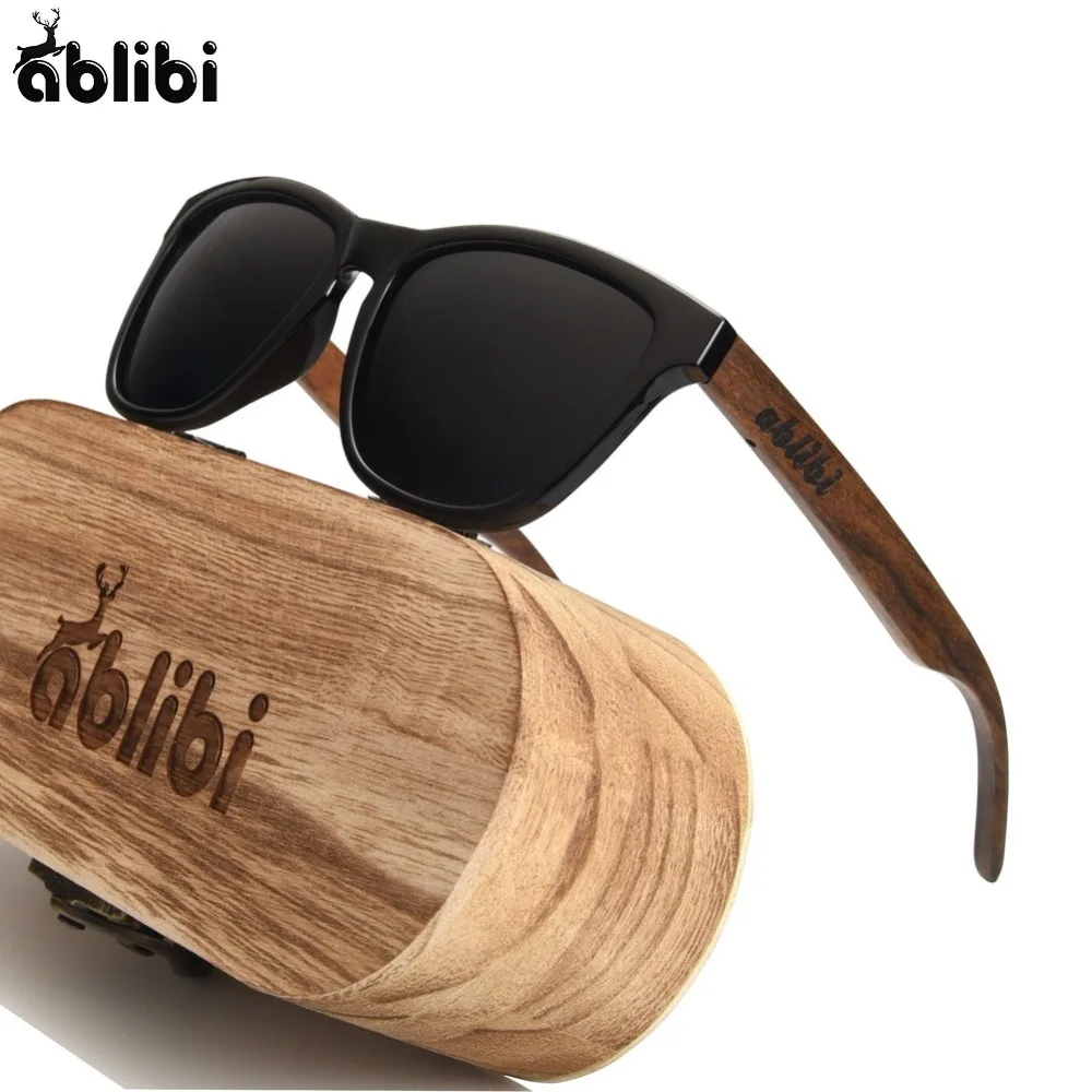 Ablibi черное дерево Мужские Женские поляризованные солнцезащитные очки 100%