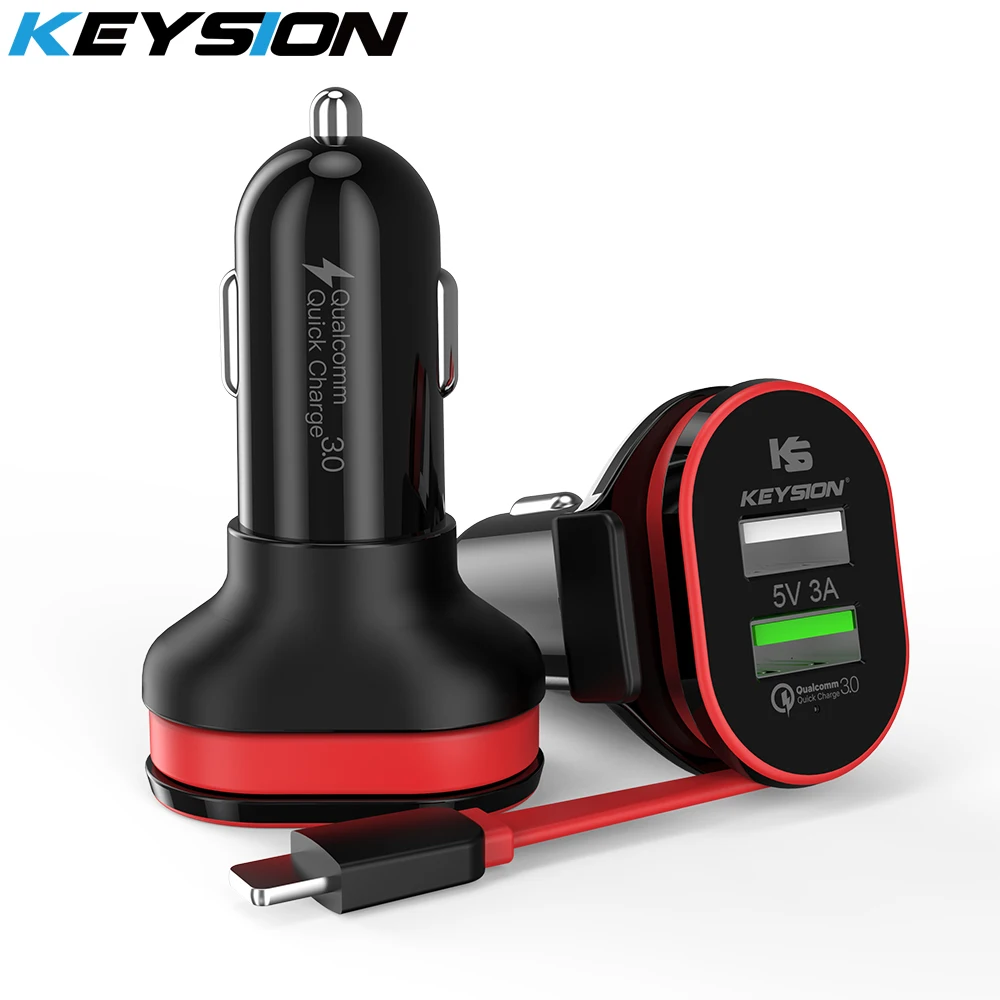 KEYSION 2 порта 33 Вт Быстрая зарядка 3 0 Автомобильное зарядное устройство QC + 5 В/3A USB