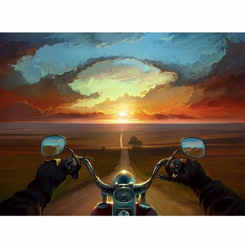 Motorcycle sunset diamond Embroidery diy painting mosaic diamant 3d cross stitch pictures H577 | Дом и сад