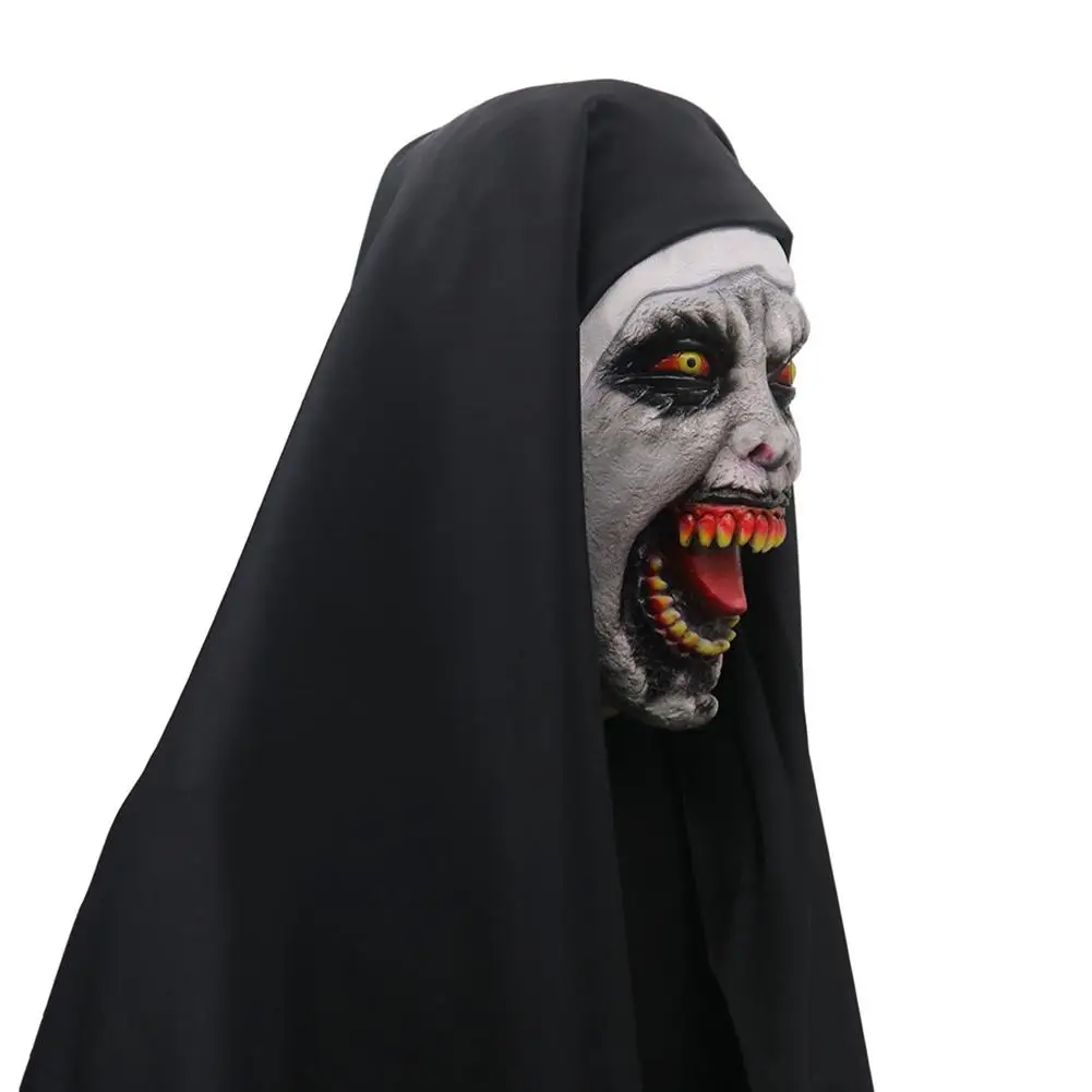 Halloween Horror Scary Nun Mask Terrifying Atmosphere Female Ghost Face Headgear Party Accessories | Тематическая одежда и