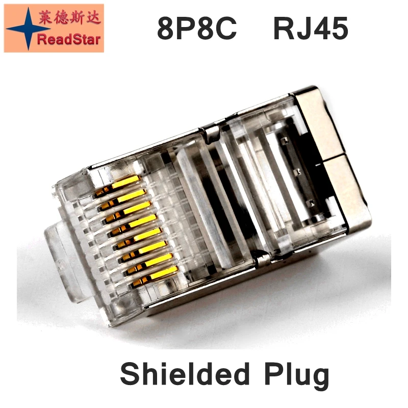 

[ReadStar]100 шт./лот высокое качество Золотое покрытие CAT5e экранированный RJ45 разъем металлический экранированный RJ45 адаптер Бесплатная доставка