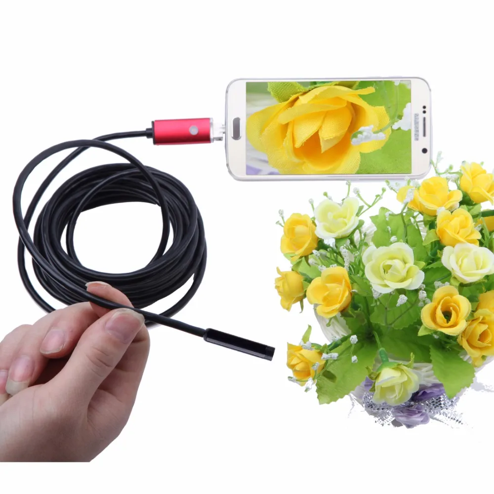 Android эндоскоп камера 2 м 5 мм 2в1 трубка USB труба водонепроницаемый телефон ПК