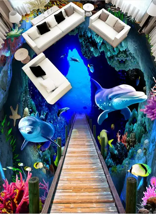 

customize dolphin 3d flooring wallpaper roll size dolphin For living room bedroom bathroom photo wallpapers 3d floor painting