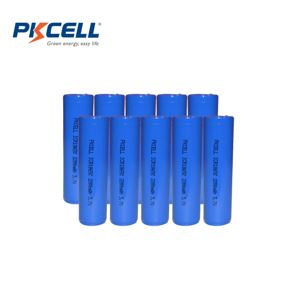 10 шт./лот PKCELL ICR18650 3,7 V 2200mah 18650 литиевая аккумуляторная батарея для фонарей фонарь
