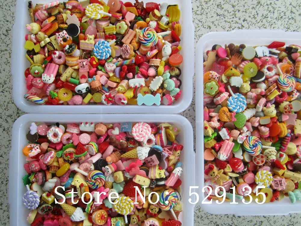 Оптовая смешанная Милая еда 500 шт./лот кабошон из смолы для украшения телефона