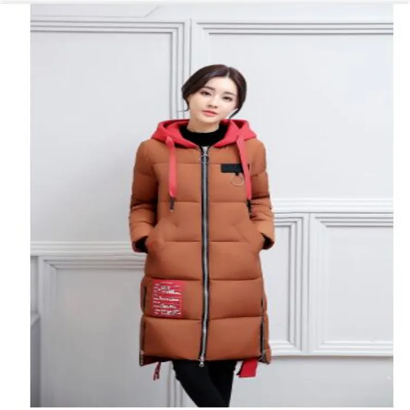 Женская зимняя куртка с капюшоном теплая длинная приталенная большого размера 3XL