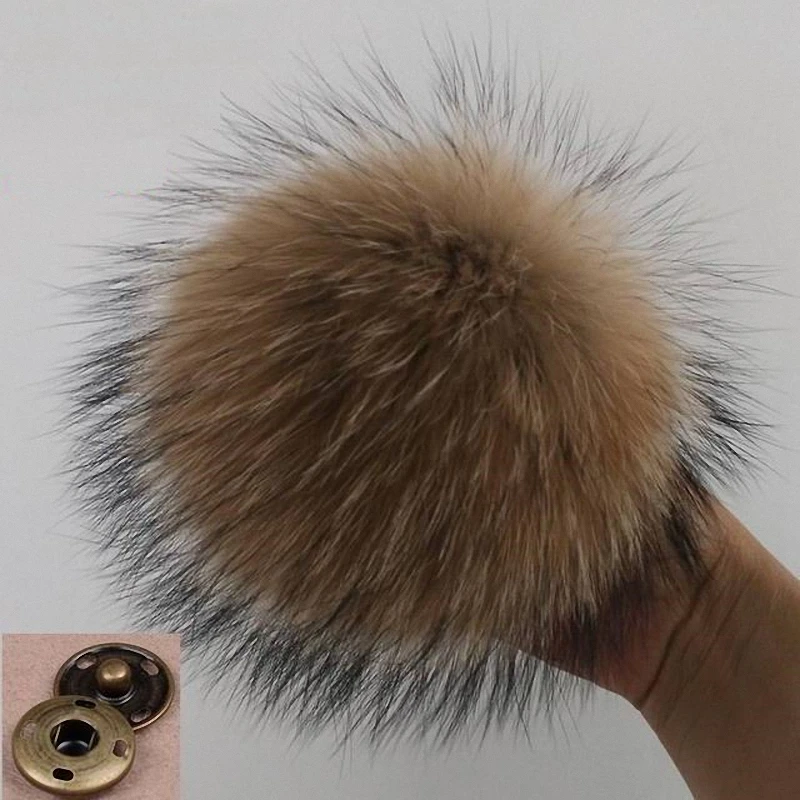

15 см DIY натуральная зимняя шапка из меха енота, для Для женщин детская шапочка Шапки шапки Большие Размеры натуральный мяч для обуви шапки су...