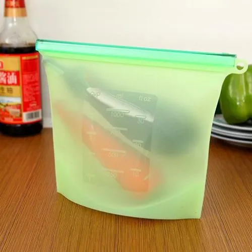 Green Многоразовые вакуумные силиконовые пакеты для еды многоразовые кухонные контейнеры для хранения утвари пакет для холодильника - Цвет: Green