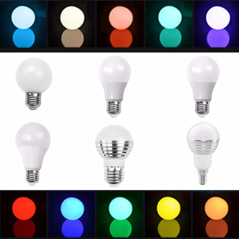 Светодиодный светильник RGB E27 E14 GU10 3 Вт 5 10 цветной волшебный Точечный с 24