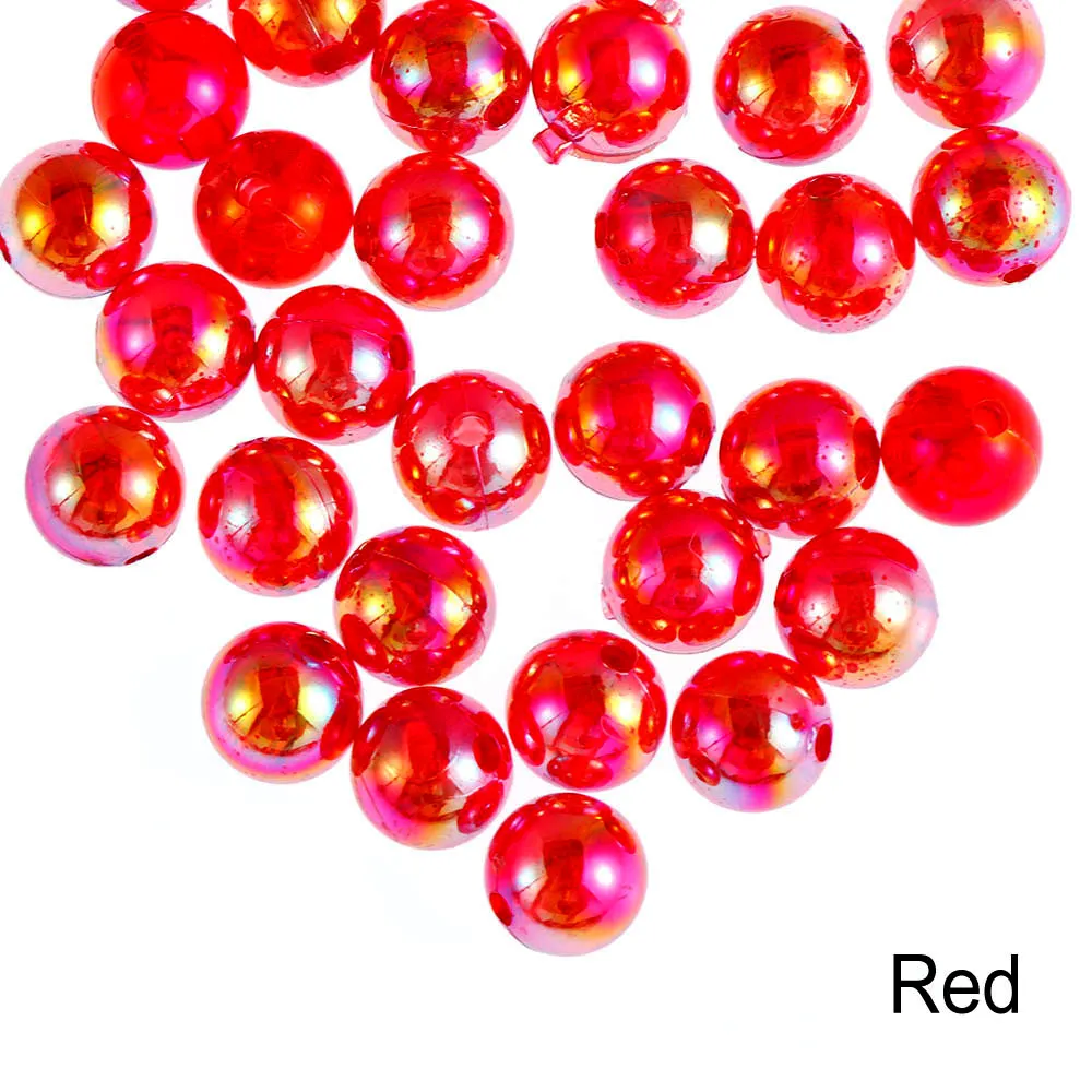 NEW 50pcs 8mm Colorful DIY Beads Round Acrylic Handmade Beads with Hole for Craft Making DIY Bracelet Necklace - Цвет: red