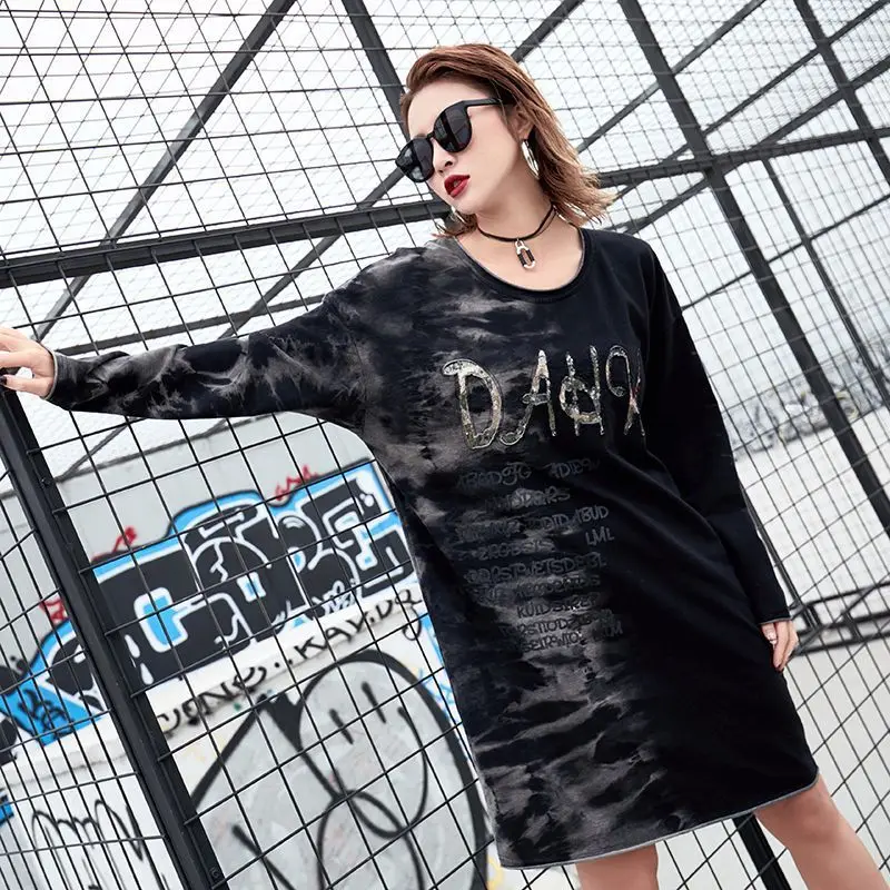 Max LuLu Роскошные брендовые камуфляжные футболки Harajuku для девочек, женская черная длинная футболка с блестками, Женская 3d футболка большого размера