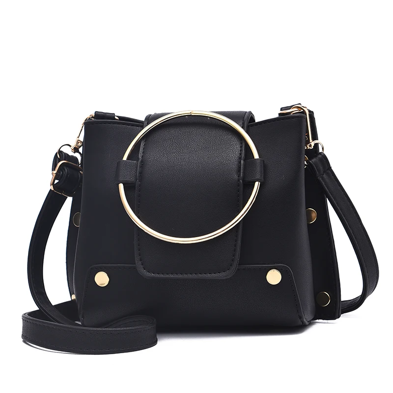 Женская винтажная PU Shoulderbag Повседневная сумка с заклепками Высокая емкость