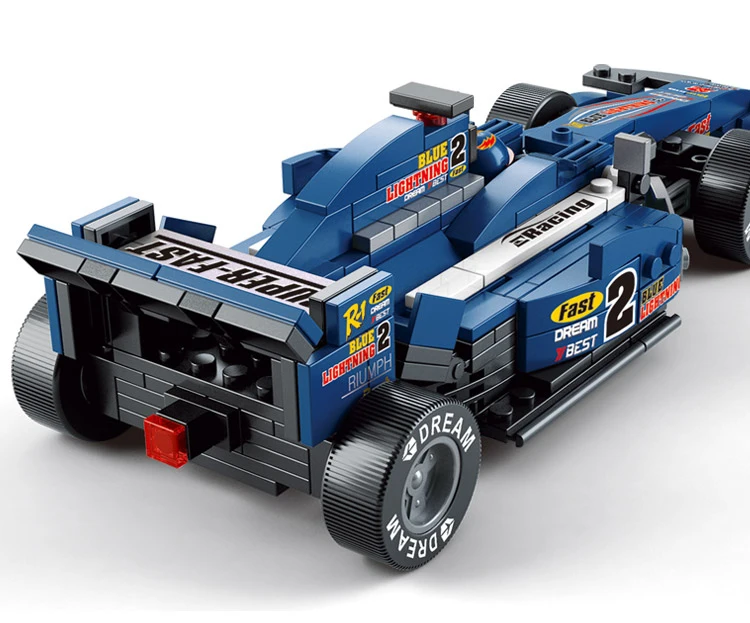 287 шт./компл. 1:24 синий F1 Гоночная машина строительных блоков в форме миньона Джорджа из мультфильма детская развивающая сборка детские игрушки