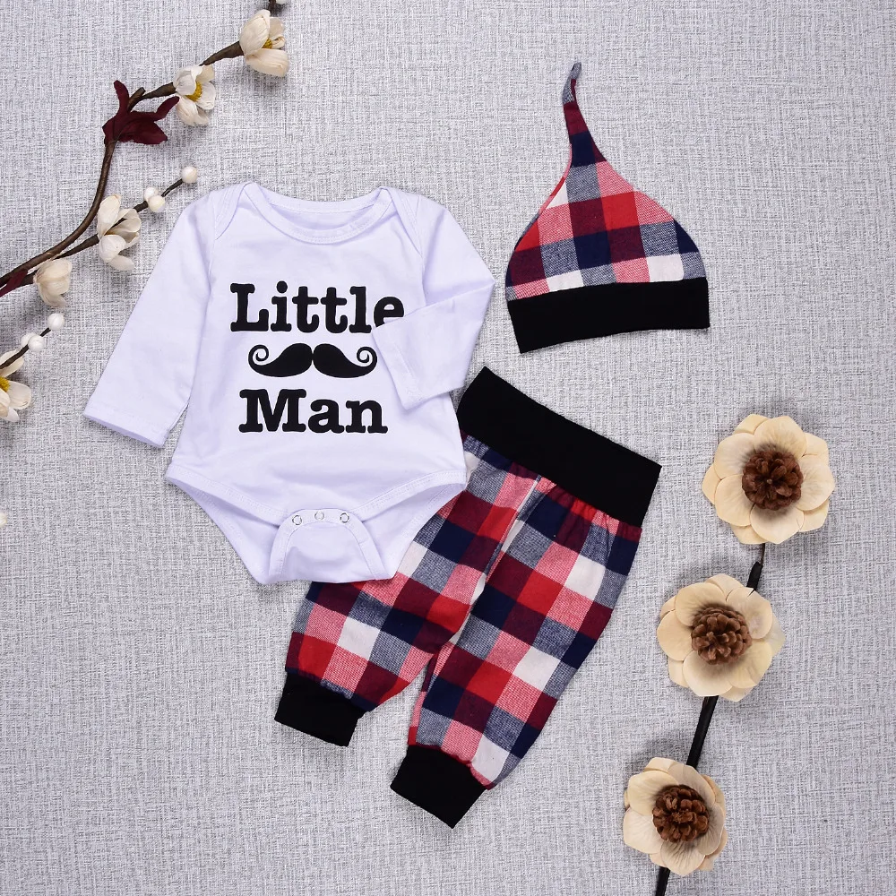 Fashion Summer Cotton Newborn Baby Boys Cute Bodysuits with lattice Leggings Cap 3pcs Outfit Clothes ship from USA |