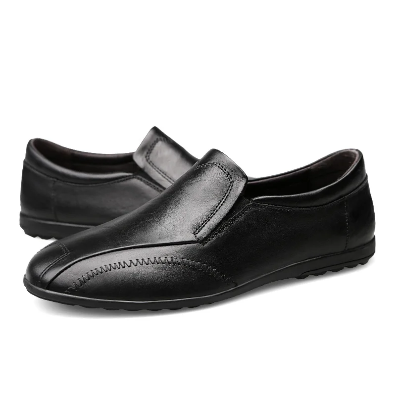 

Fashion Men's Shoes Casual Breathable Slip On Loafers Man Shoe Leather Genuine Platform Shoes For Men New Driving Big Size 36-47
