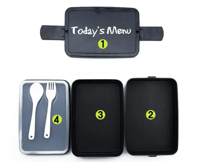 Трехслойный прямоугольный контейнер экологически чистый Ланчбокс для бэнто