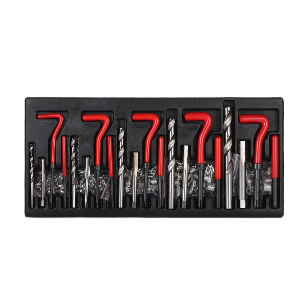 131PCS Professional Fine Quality Helicoil Type Thread Repair Kit including Wire Thread M5 M6 M-8 M-10 M12 for Engine Repair