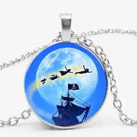 3 colors moonlight flying magic witch pirate ship pendant necklace fashion glass gem accessories to map custom
