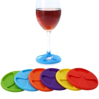 6pcsset silicone wine glass cup charm mat 3 in 1 wine glass charms stemware coaster cup covers drinks marker table decoration