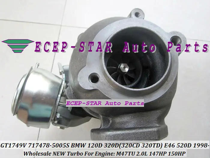 Турбокомпрессор GT1749V 717478 5006S 0004 для BMW 120D 320D 320CD 320TD E46 520D 1998 M47TU 2.0L D 147HP 150HP|turbocharger