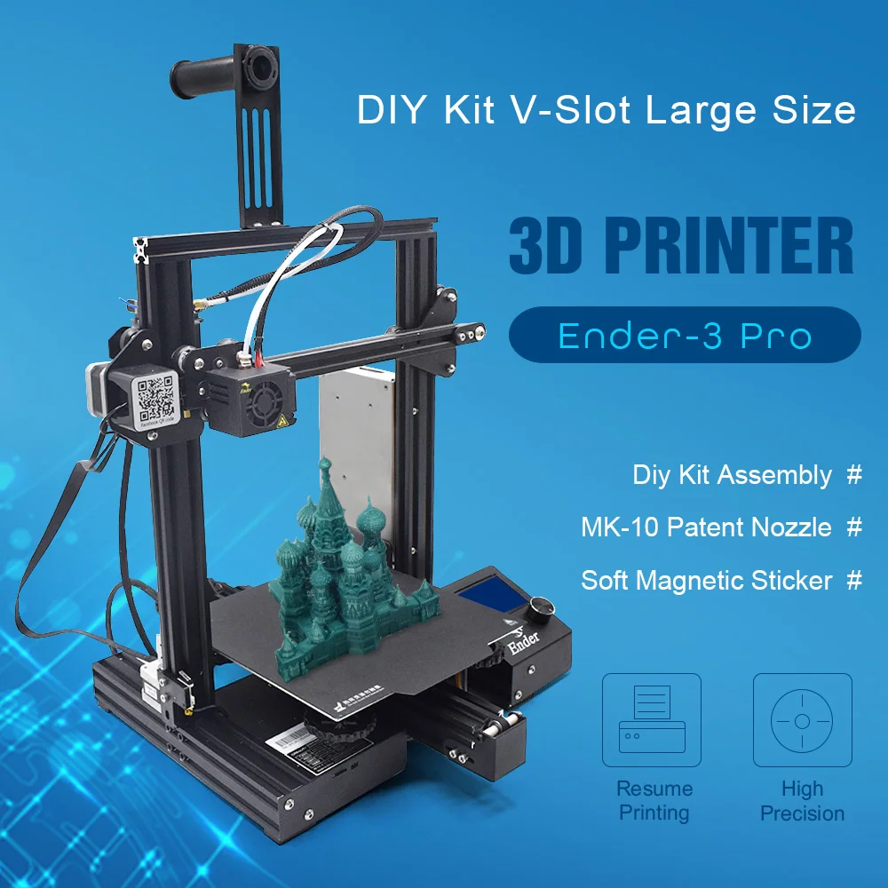 3D принтер Creality высокой точности Ender 3 Pro reume Power failer печатная сборка MeanWell