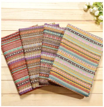 Индийский стиль измерительная печатная полоса хлопчатобумажная льняная ткань