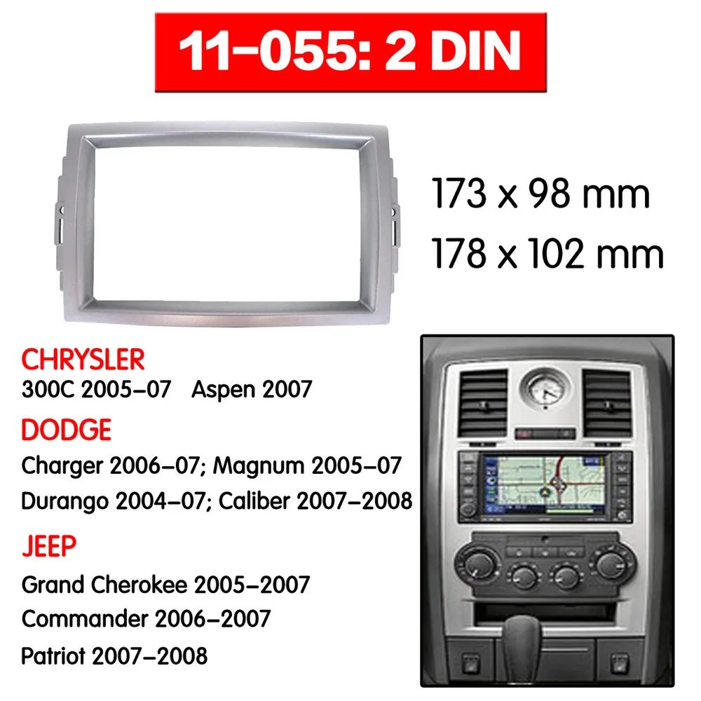 Car Radio Fascia Multimedia Frame Kit For CHRYSLER 300C 2005-2007 Aspen 2007 Audio Bezel Facia Panel Trim Dash 2 Din Mount | Автомобили и