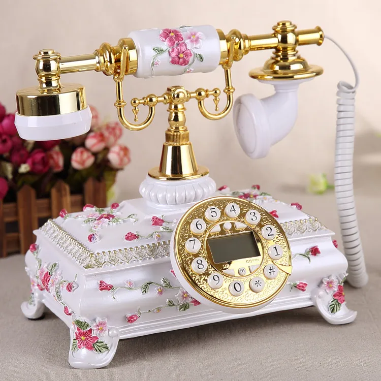 

Yuet flag European antique telephone, antique retro fashion, creative home, fixed telephone, new mail Landline art gift craft