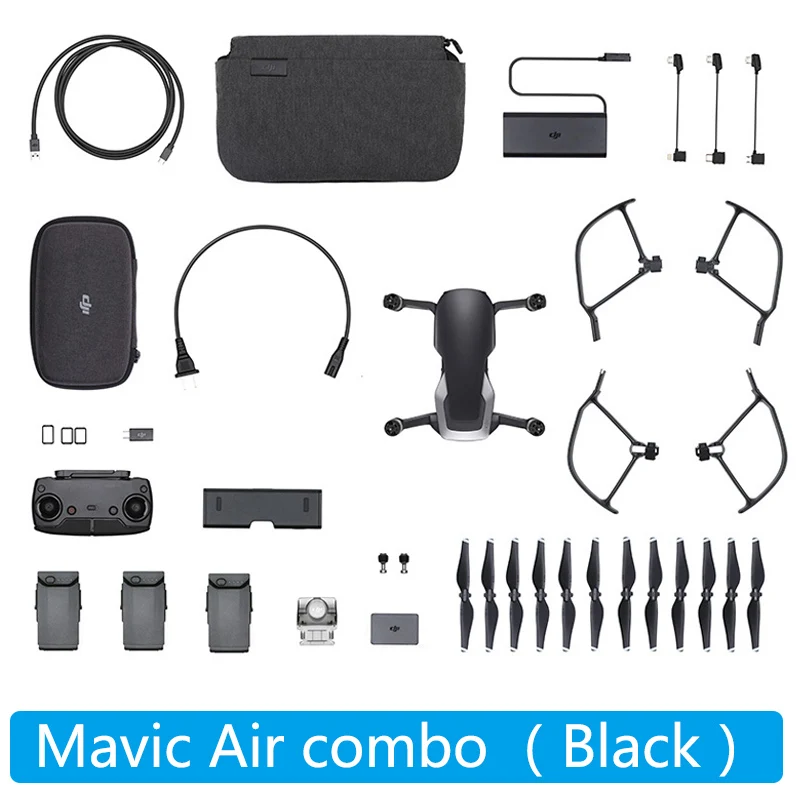 Дрон с камерой DJI Mavic Air combo с 3 батареями и большим количеством радиоуправляемых квадрокоптеров intellige с 3-осевой шарнирной камерой 4K с автоматической дорожкой