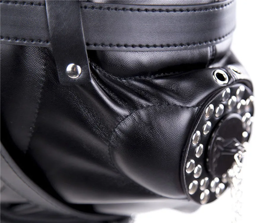 Кожаная маска со съемным ртом кляп экзотические аксессуары гот капот бондаж