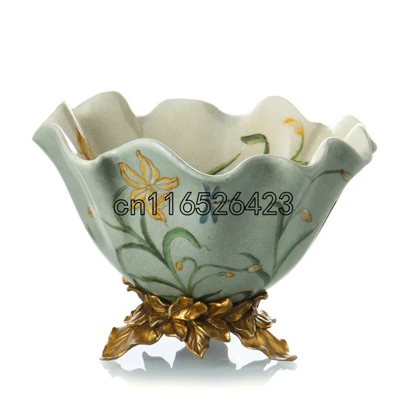 Классическая декоративная тарелка для фруктов керамическая инкрустированная