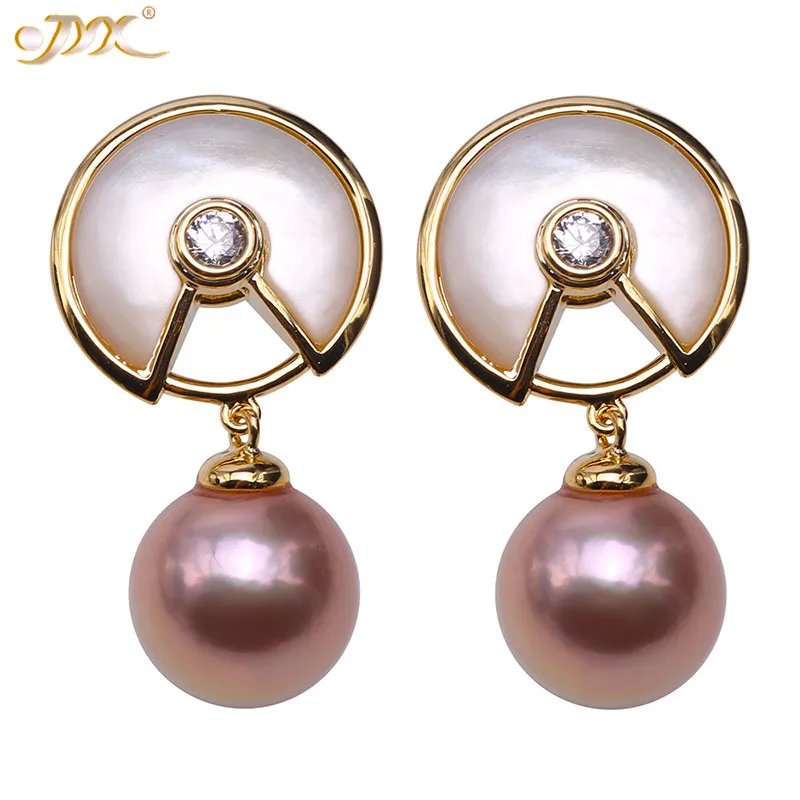 purple pearl JYX очаровательные серьги с фиолетовым жемчугом великолепные натуральные пресноводные настоящие жемчужные 10 мм круглые женские серьги с фиолетовым пресноводным жемчугом - Цвет камня: purple pearl
