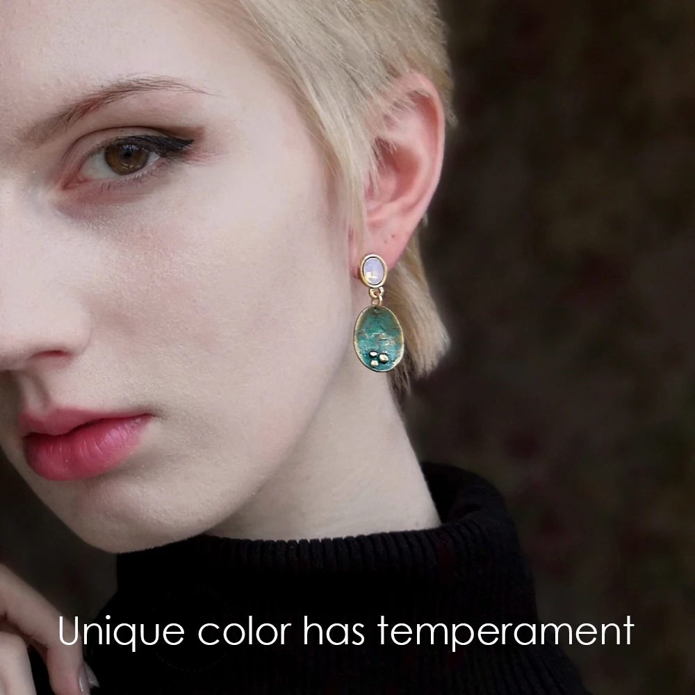 EManco Винтажные висячие опаловые серьги для женщин с кристаллами античный