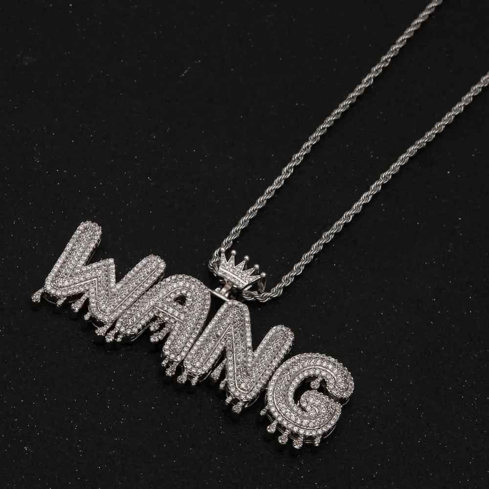 Hip Hopking collier hommes personnaliser gotte a cop initial lettre pendentif en argent или rose commission what gem cub | Украшения и