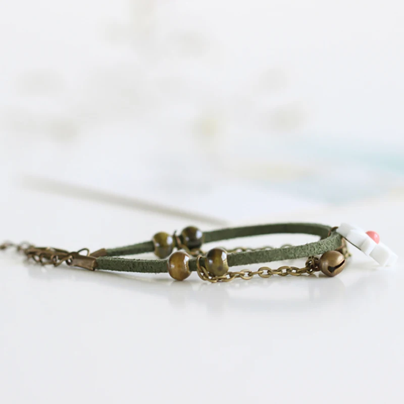 Miage винтажный ручной работы китайский керамический цветок бусины бронза перо