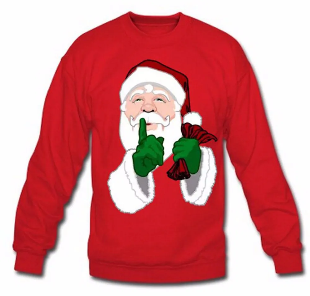 2017 Женщины Мужчины Осень Зима С Длинным Рукавом Теплый Пуловер Топ Санта Печати