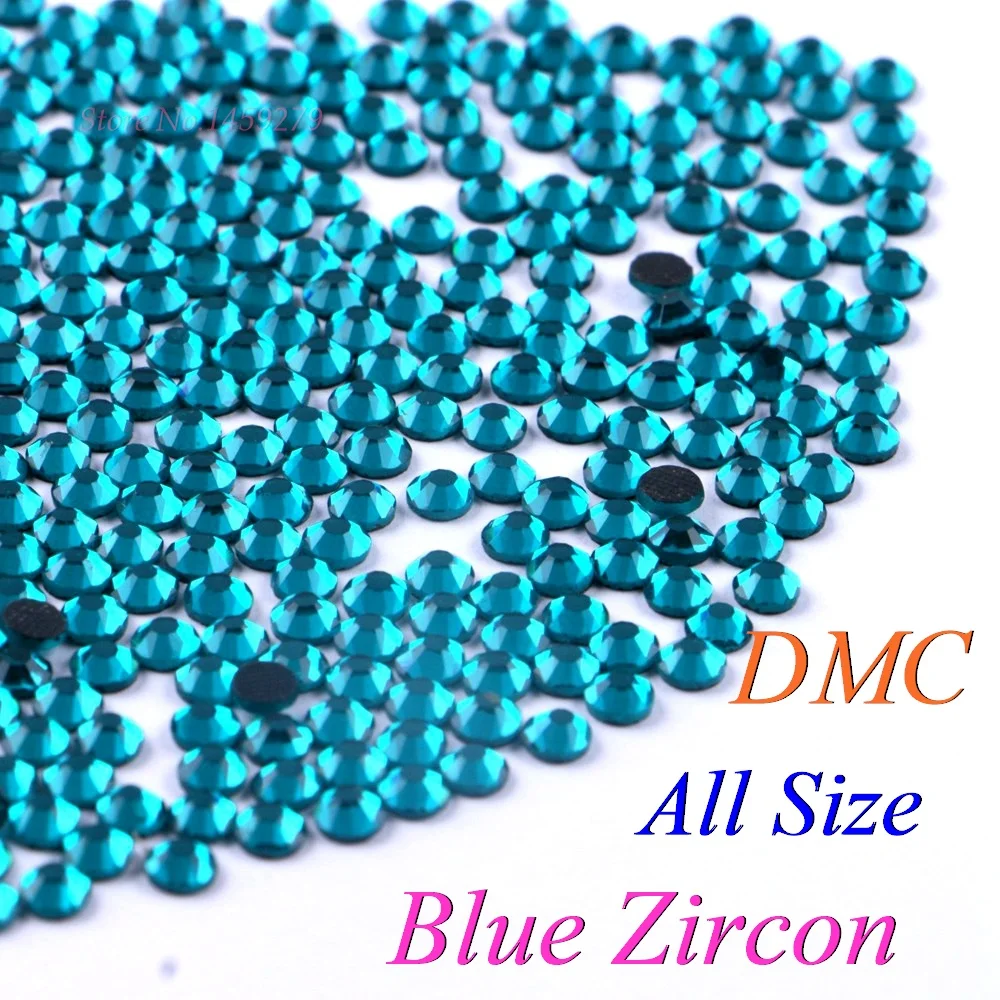 Стразы DMC из голубого циркона SS6 SS10 SS16 SS20 стеклянные кристаллы горячей фиксации