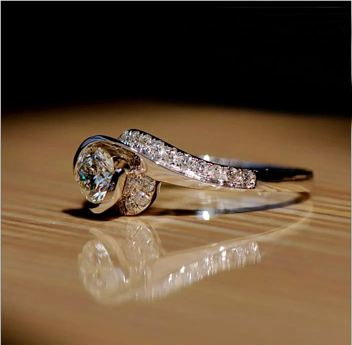 0.8Ct сказочная круглая огранка женское свадебное обручальное кольцо ювелирные