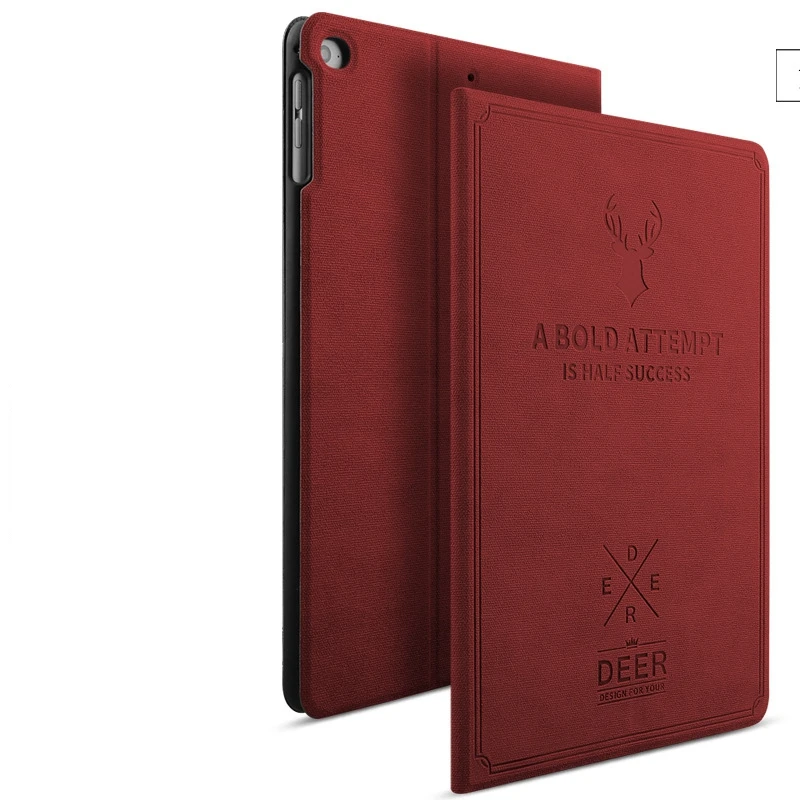 Red wine Смарт сна/Пробуждение чехол для ipad Air 1 Air 2 для ipad 5 6 из PU искусственной кожи, с изображением "Олень" чехол A1474 A1475 A1476 A1566 A1567 Чехол-книжка с подставкой - Цвет: Red wine