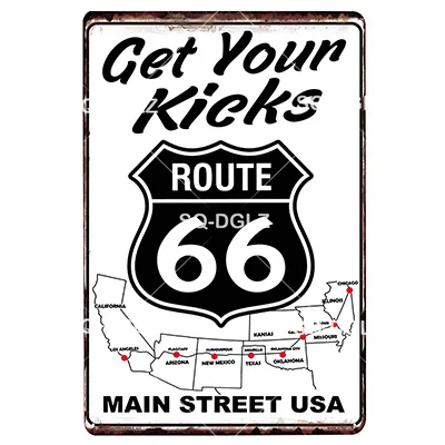 [SQ-DGLZ] мотель ROUTE 66 Оловянная вывеска Настенный декор американцы мужские уличные металлические поделки живопись Plaques 66 ROUTE США карта художественный плакат